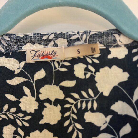 Faherty Havana Dress Indigo Echo Floral Linen Blend, Size S - Picture 8 of 9